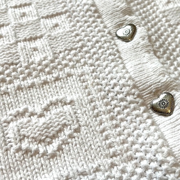 Northern Reflections White Cardigan Vest with Heart Knit Pattern vintage dainty - Picture 6 of 6